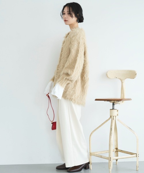 Doux archives（ドゥアルシーヴ）の「シャギーニットカーディガン（カーディガン/ボレロ・レディース・チャコールグレー/ブラウン/ベージュ・FREE）」の7枚目の写真