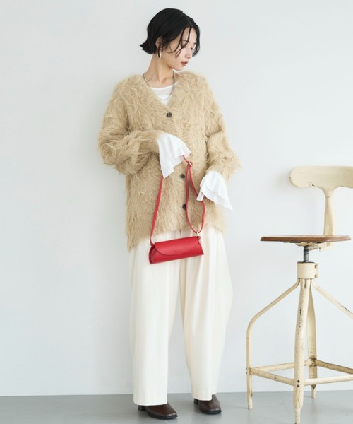 Doux archives（ドゥアルシーヴ）の「シャギーニットカーディガン（カーディガン/ボレロ・レディース・チャコールグレー/ブラウン/ベージュ・FREE）」の10枚目の写真