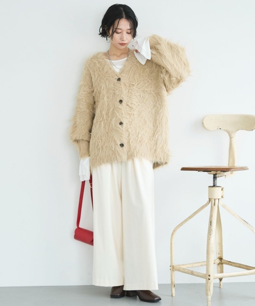 Doux archives（ドゥアルシーヴ）の「シャギーニットカーディガン（カーディガン/ボレロ・レディース・チャコールグレー/ブラウン/ベージュ・FREE）」の11枚目の写真