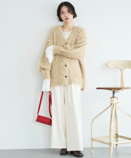 Doux archives（ドゥアルシーヴ）の「シャギーニットカーディガン（カーディガン/ボレロ・レディース・チャコールグレー/ブラウン/ベージュ・FREE）」の12枚目の写真