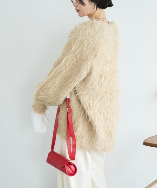 Doux archives（ドゥアルシーヴ）の「シャギーニットカーディガン（カーディガン/ボレロ・レディース・チャコールグレー/ブラウン/ベージュ・FREE）」の20枚目の写真