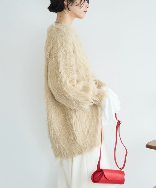 Doux archives（ドゥアルシーヴ）の「シャギーニットカーディガン（カーディガン/ボレロ・レディース・チャコールグレー/ブラウン/ベージュ・FREE）」の21枚目の写真