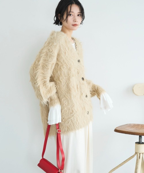 Doux archives（ドゥアルシーヴ）の「シャギーニットカーディガン（カーディガン/ボレロ・レディース・チャコールグレー/ブラウン/ベージュ・FREE）」の15枚目の写真