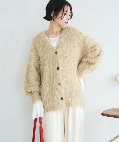 Doux archives（ドゥアルシーヴ）の「シャギーニットカーディガン（カーディガン/ボレロ・レディース・チャコールグレー/ブラウン/ベージュ・FREE）」の17枚目の写真