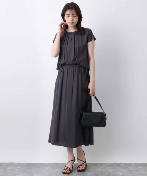 OFUON le MK(オフオンルエムケー)の「リネンライクウエスト切り替えワンピース/洗える/WEB限定(ワンピース・レディース・ブルー/ブラウン系その他/モカ・38)」の19枚目の写真