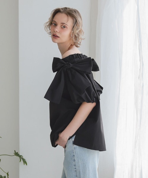 DONOBAN(ドノバン)の「ショルダーリボンブラウス(シャツ/ブラウス・レディース・ブラック/ホワイト/チェック・ONE)」の9枚目の写真