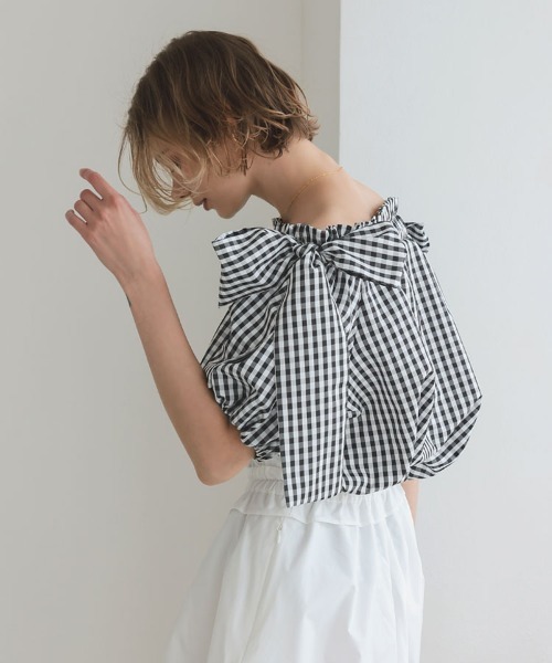 DONOBAN(ドノバン)の「ショルダーリボンブラウス(シャツ/ブラウス・レディース・ブラック/ホワイト/チェック・ONE)」の15枚目の写真