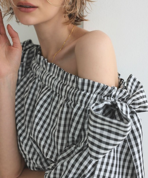 DONOBAN(ドノバン)の「ショルダーリボンブラウス(シャツ/ブラウス・レディース・ブラック/ホワイト/チェック・ONE)」の18枚目の写真