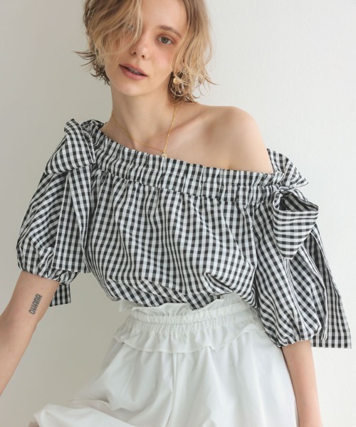 DONOBAN(ドノバン)の「ショルダーリボンブラウス(シャツ/ブラウス・レディース・ブラック/ホワイト/チェック・ONE)」の20枚目の写真