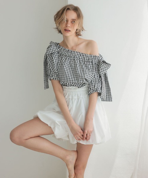 DONOBAN(ドノバン)の「ショルダーリボンブラウス(シャツ/ブラウス・レディース・ブラック/ホワイト/チェック・ONE)」の13枚目の写真