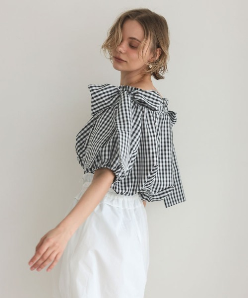 DONOBAN(ドノバン)の「ショルダーリボンブラウス(シャツ/ブラウス・レディース・ブラック/ホワイト/チェック・ONE)」の21枚目の写真