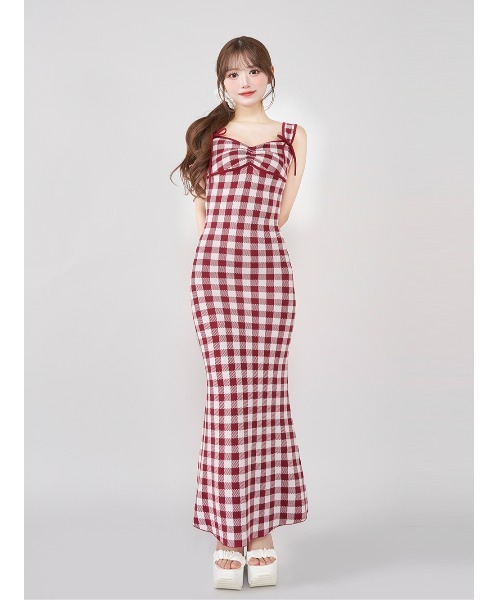 Darich ギンガムジャガードニットロングワンピース♡ ギンガムジャガードニットロングワンピース – Darich (ダーリッチ)