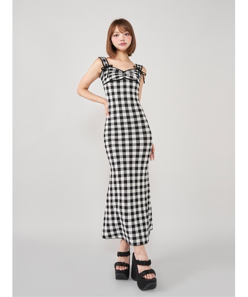 Darich（ダーリッチ）の「ギンガムジャガードニットロングワンピース