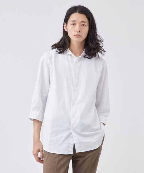 B.C STOCK(ベーセーストック)の「コットンリネン 7分袖シャツ(シャツ/ブラウス・メンズ・ホワイト/チャコールグレー/カーキ/サックスブルー・MEDIUM/LARGE/X-LARGE)」の21枚目の写真