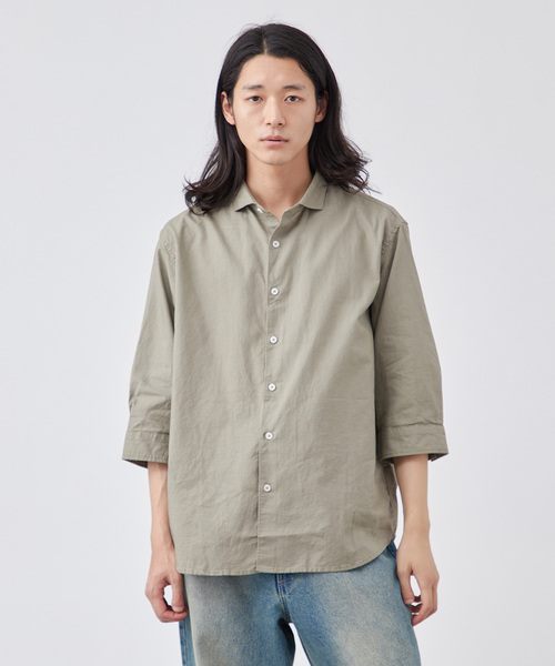 B.C STOCK(ベーセーストック)の「コットンリネン 7分袖シャツ(シャツ/ブラウス・メンズ・ホワイト/チャコールグレー/カーキ/サックスブルー・MEDIUM/LARGE/X-LARGE)」の17枚目の写真
