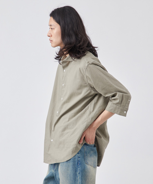 B.C STOCK(ベーセーストック)の「コットンリネン 7分袖シャツ(シャツ/ブラウス・メンズ・ホワイト/チャコールグレー/カーキ/サックスブルー・MEDIUM/LARGE/X-LARGE)」の16枚目の写真