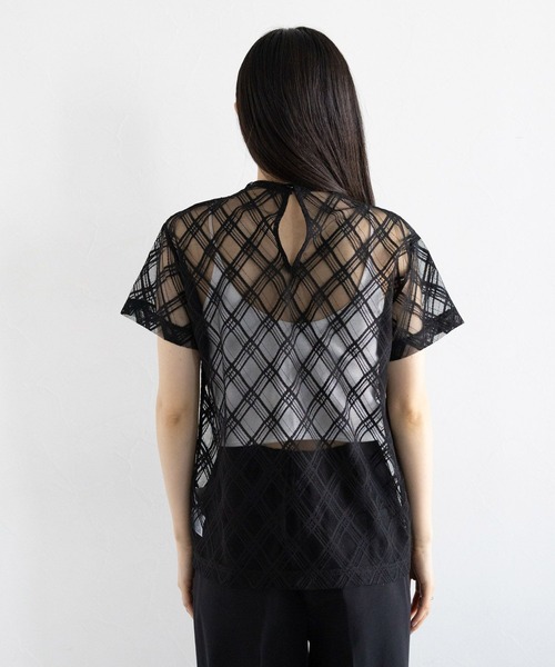 RAGEBLUE(レイジブルー)の「バイアスチェック/ハイネックシアートップス(Tシャツ/カットソー・レディース・ホワイト/ブラック・FREE)」の21枚目の写真