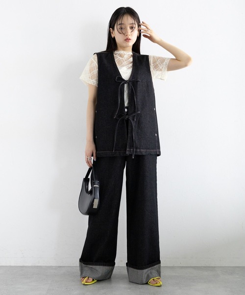 RAGEBLUE(レイジブルー)の「バイアスチェック/ハイネックシアートップス(Tシャツ/カットソー・レディース・ホワイト/ブラック・FREE)」の5枚目の写真