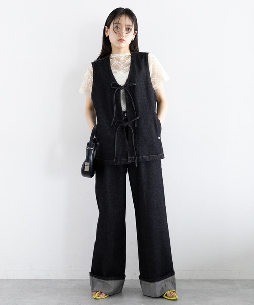 RAGEBLUE(レイジブルー)の「バイアスチェック/ハイネックシアートップス(Tシャツ/カットソー・レディース・ホワイト/ブラック・FREE)」の6枚目の写真