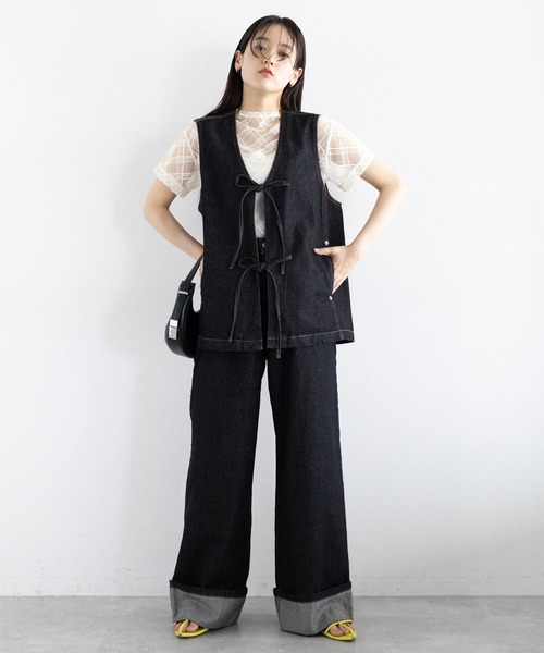 RAGEBLUE(レイジブルー)の「バイアスチェック/ハイネックシアートップス(Tシャツ/カットソー・レディース・ホワイト/ブラック・FREE)」の7枚目の写真