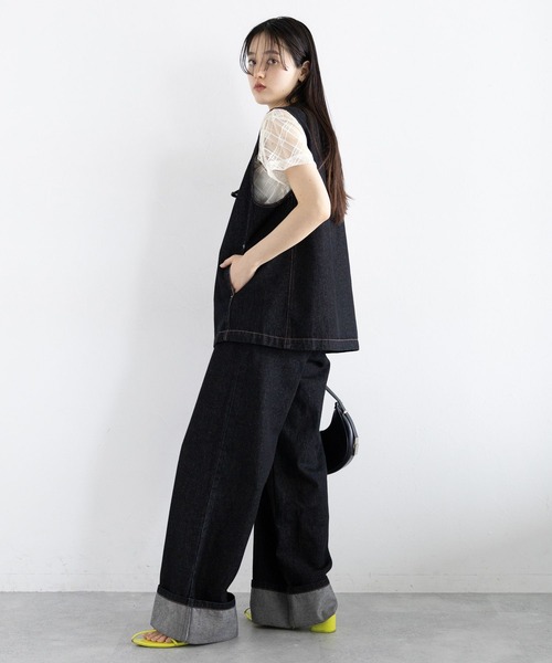 RAGEBLUE(レイジブルー)の「バイアスチェック/ハイネックシアートップス(Tシャツ/カットソー・レディース・ホワイト/ブラック・FREE)」の9枚目の写真