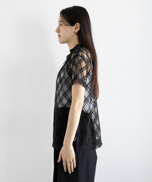 RAGEBLUE(レイジブルー)の「バイアスチェック/ハイネックシアートップス(Tシャツ/カットソー・レディース・ホワイト/ブラック・FREE)」の20枚目の写真