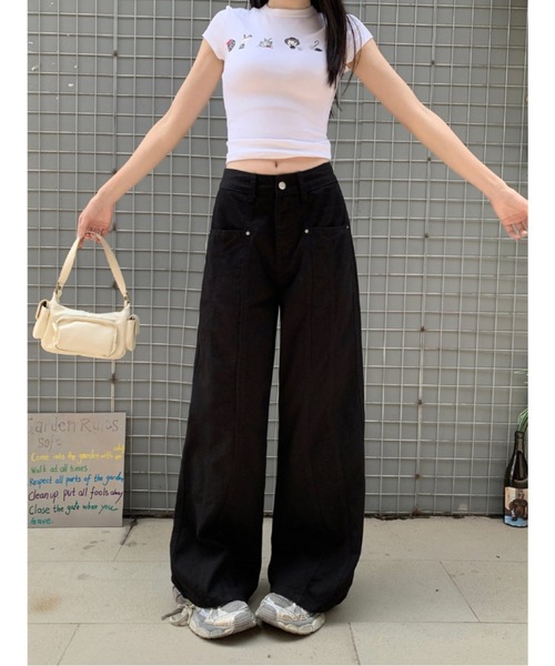 LADY LIKE(レディライク)の「センターステッチワイドチノパンツ(チノパンツ・レディース・モカ/ブラック/ライトベージュ・M)」の9枚目の写真