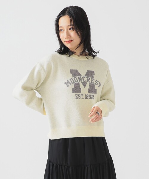 B:MING by BEAMS（ビーミングバイビームス）の「ロゴ ジャカード ニット (手洗い可)（ニット/セーター・レディース・ホワイト系その他5/ライトグレー/ネイビー・ONE SIZE）」の2枚目の写真