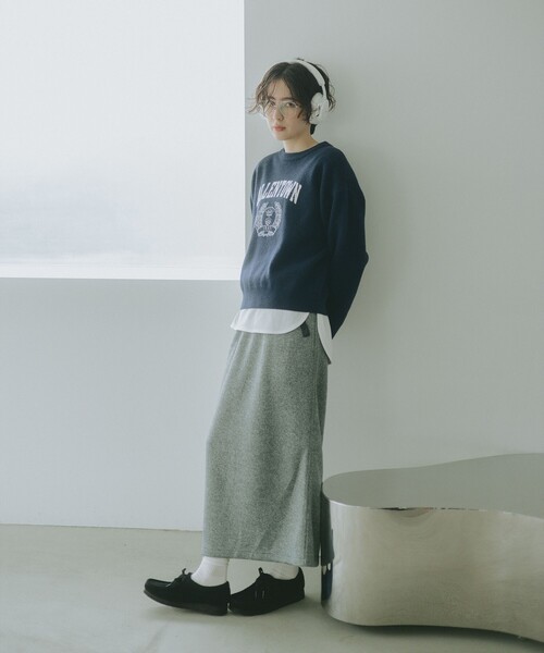 B:MING by BEAMS（ビーミングバイビームス）の「ロゴ ジャカード ニット (手洗い可)（ニット/セーター・レディース・ホワイト系その他5/ライトグレー/ネイビー・ONE SIZE）」の4枚目の写真