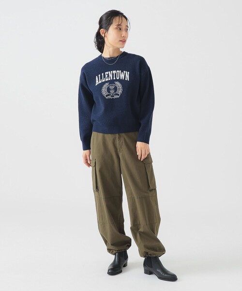 B:MING by BEAMS（ビーミングバイビームス）の「ロゴ ジャカード ニット (手洗い可)（ニット/セーター・レディース・ホワイト系その他5/ライトグレー/ネイビー・ONE SIZE）」の7枚目の写真