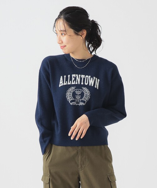 B:MING by BEAMS（ビーミングバイビームス）の「ロゴ ジャカード ニット (手洗い可)（ニット/セーター・レディース・ホワイト系その他5/ライトグレー/ネイビー・ONE SIZE）」の8枚目の写真