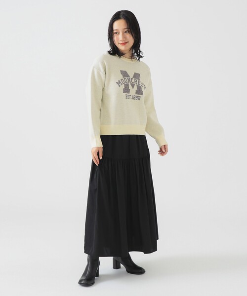 B:MING by BEAMS（ビーミングバイビームス）の「ロゴ ジャカード ニット (手洗い可)（ニット/セーター・レディース・ホワイト系その他5/ライトグレー/ネイビー・ONE SIZE）」の12枚目の写真