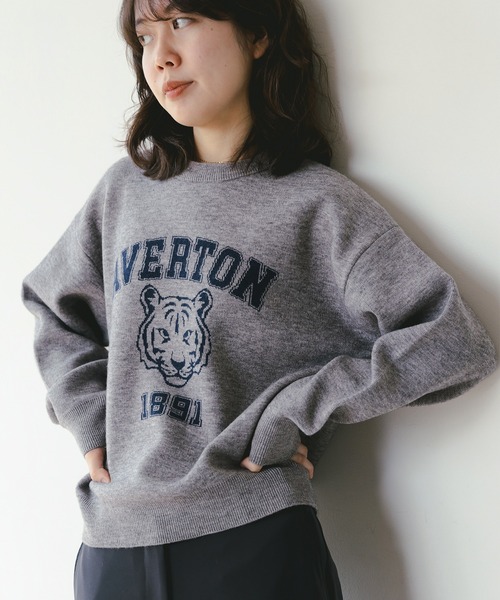 B:MING by BEAMS（ビーミングバイビームス）の「ロゴ ジャカード ニット (手洗い可)（ニット/セーター・レディース・ホワイト系その他5/ライトグレー/ネイビー・ONE SIZE）」の3枚目の写真