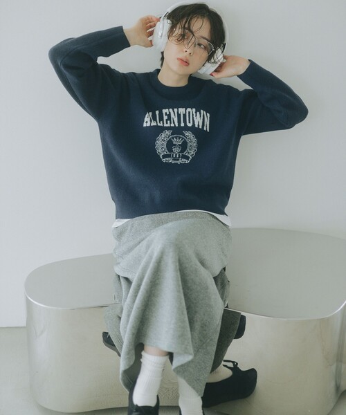 B:MING by BEAMS(ビーミングバイビームス)の「ロゴ ジャカード ニット(ニット/セーター・レディース・ホワイト系その他5/ライトグレー/ネイビー・ONE SIZE)」の7枚目の写真