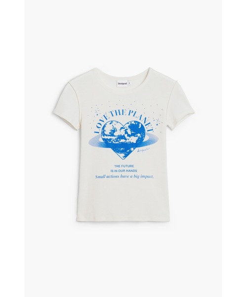 Desigual(デシグアル)の「Love the planet Tシャツ(Tシャツ/カットソー・レディース・ホワイト・XS/XL/L/M/S)」の1枚目の写真