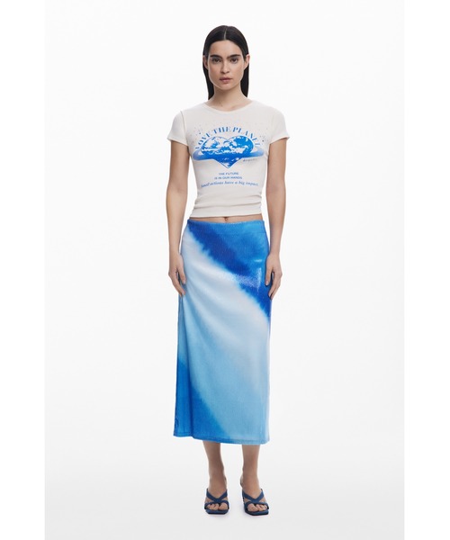 Desigual(デシグアル)の「Love the planet Tシャツ(Tシャツ/カットソー・レディース・ホワイト・XS/XL/L/M/S)」の4枚目の写真