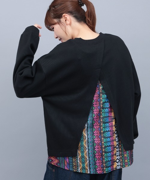 チチカカ（チチカカ）の「バックファブリックプリントプルオーバー（Tシャツ/カットソー・レディース・マスタード/アイボリー/ブラック・FREE）」の2枚目の写真