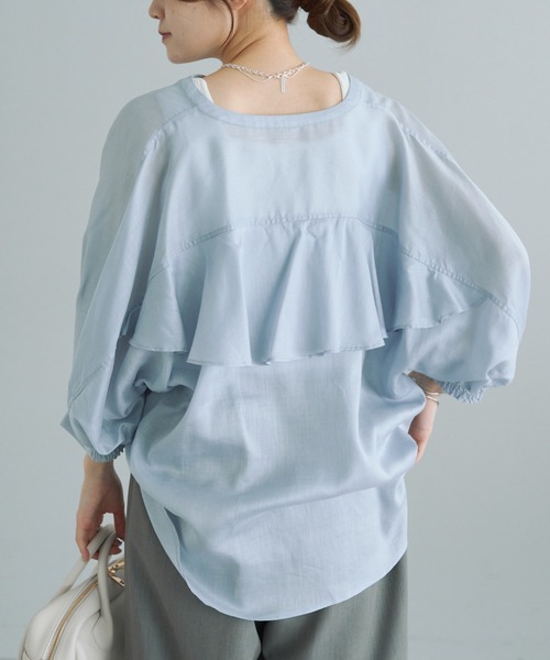 ブラウス シャツ バックラッフルスキッパーシアーブラウス レディース バックラッフルスキッパーシアーブラウス（シャツ/ブラウス