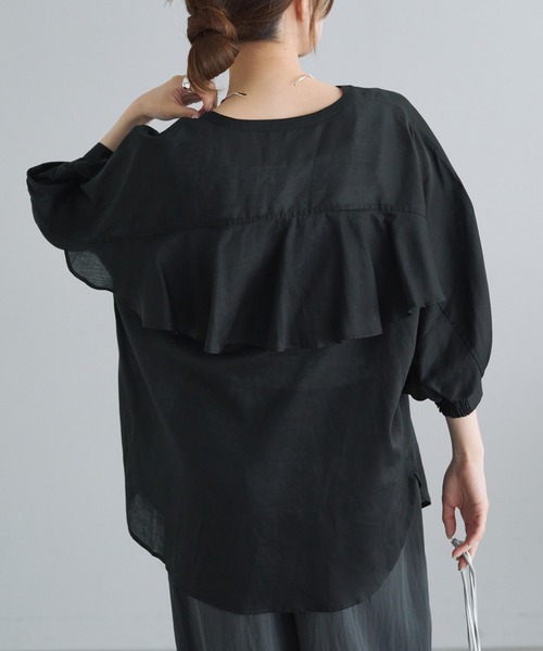 ブラウス シャツ バックラッフルスキッパーシアーブラウス レディース バックラッフルスキッパーシアーブラウス（シャツ/ブラウス