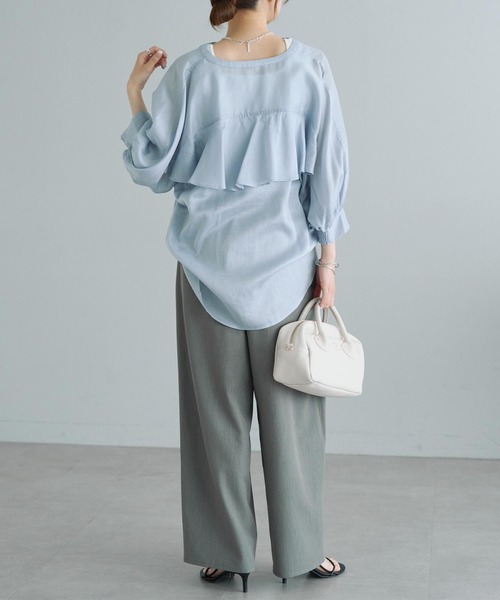 ブラウス シャツ バックラッフルスキッパーシアーブラウス レディース バックラッフルスキッパーシアーブラウス（シャツ/ブラウス