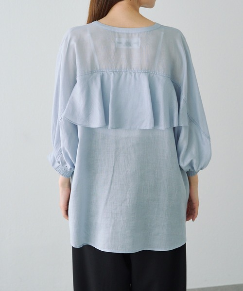 ブラウス シャツ バックラッフルスキッパーシアーブラウス レディース バックラッフルスキッパーシアーブラウス（シャツ/ブラウス