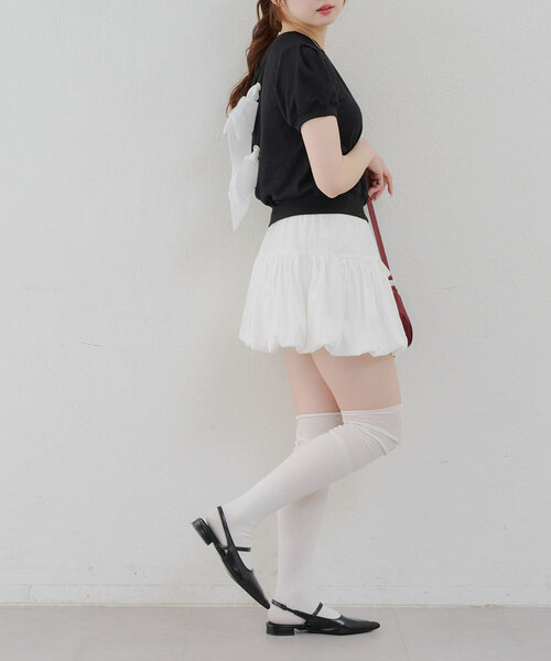continuer de NICE CLAUP(コンティニューデナイスクラップ)の「バックリボンオフショルプルオーバー(Tシャツ/カットソー・レディース・オートミール/オフホワイト/ブラック・FREE)」の14枚目の写真