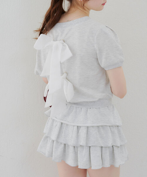 continuer de NICE CLAUP(コンティニューデナイスクラップ)の「バックリボンオフショルプルオーバー(Tシャツ/カットソー・レディース・オートミール/オフホワイト/ブラック・FREE)」の11枚目の写真