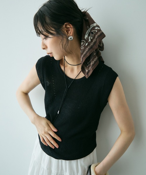 Trish（トリッシュ）の「バックオープンドロストノースリニット（ニット/セーター・レディース・ブラウン/ブラック/ホワイト・FREE）」の15枚目の写真