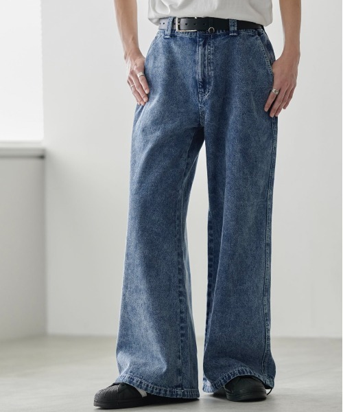 バギーフレアデニム コーティングデニム Chico（チコ）の「【2023SS/新色追加】バギーフレアデニムパンツ