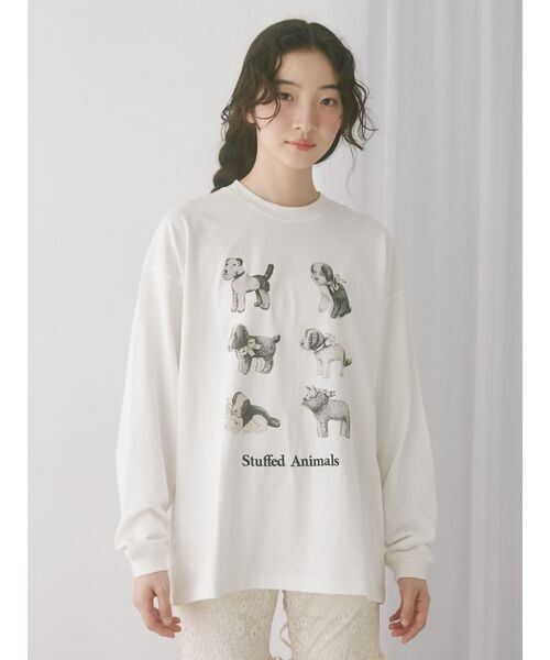 merry jenny（メリージェニー）の「stuffed animalロンT（Tシャツ/カットソー・レディース・オフホワイト/グレー/ブルー・FREE）」の4枚目の写真