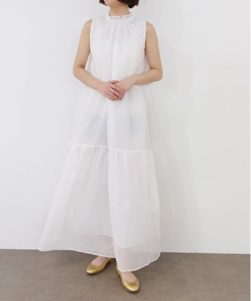 Marilyn Moon（マリリンムーン）の「sheer starched cotton gather dress（ワンピース・レディース・ブラック/オフホワイト・FREE）」の2枚目の写真