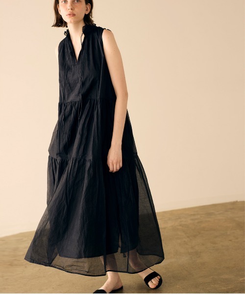 Marilyn Moon（マリリンムーン）の「sheer starched cotton gather dress（ワンピース・レディース・ブラック/オフホワイト・FREE）」の7枚目の写真