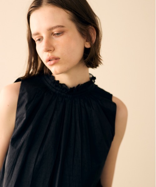 Marilyn Moon（マリリンムーン）の「sheer starched cotton gather dress（ワンピース・レディース・ブラック/オフホワイト・FREE）」の4枚目の写真