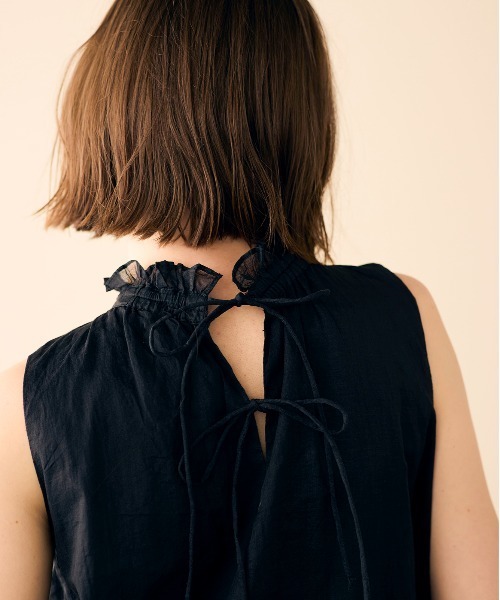 Marilyn Moon（マリリンムーン）の「sheer starched cotton gather dress（ワンピース・レディース・ブラック/オフホワイト・FREE）」の6枚目の写真